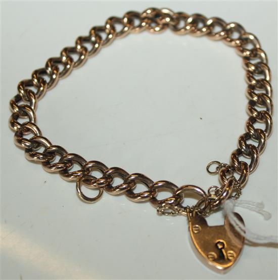 9ct gold curb-link bracelet with padlock clasp